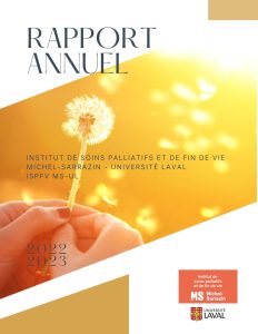 Page titre du Rapport annuel 2022-2023 de l'Institut de soins palliatifs et de fin de vie Michel-Sarrazin - Université Laval